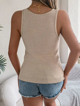 Eyelet V-Neck Tank - Trendsi - Flyclothing LLC