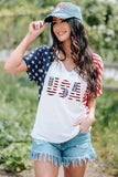 USA V-Neck Short Sleeve T-Shirt - Trendsi - Flyclothing LLC