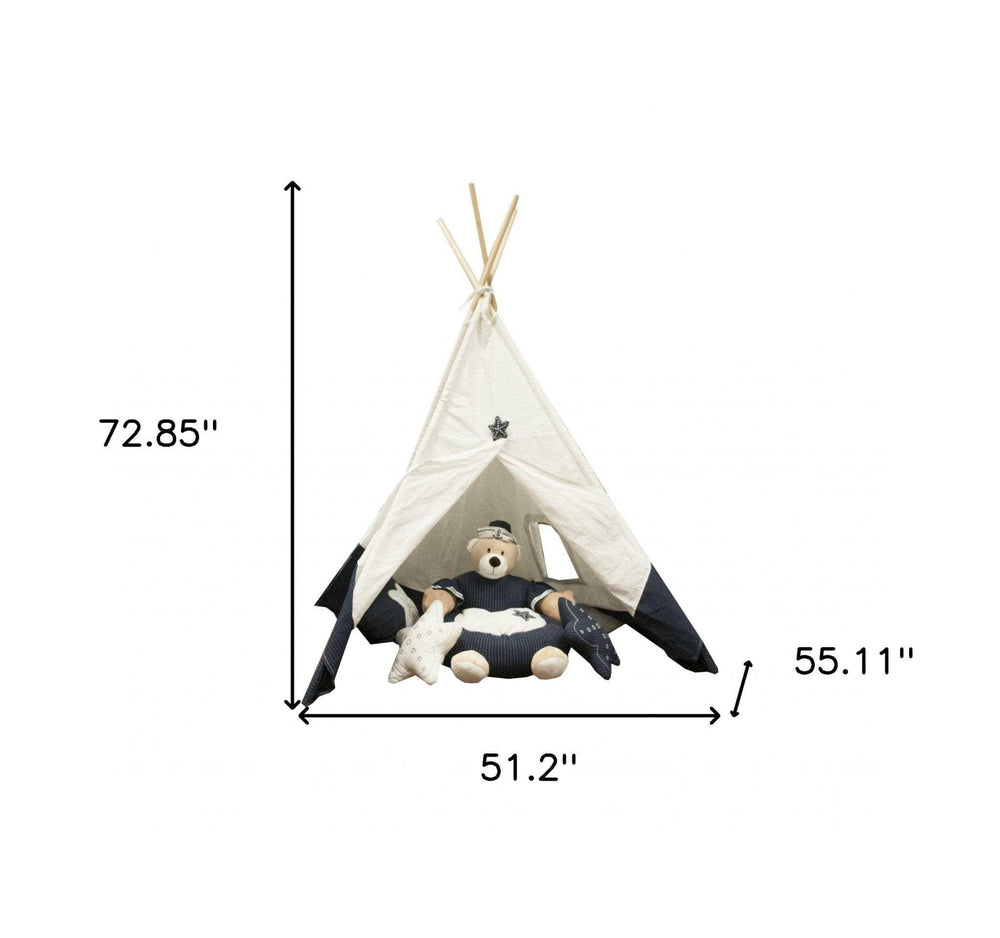 51 x 55 x 73 White and Blue Fabric Tent - Homeroots - Flyclothing LLC