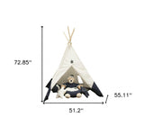 51 x 55 x 73 White and Blue Fabric Tent - Homeroots - Flyclothing LLC
