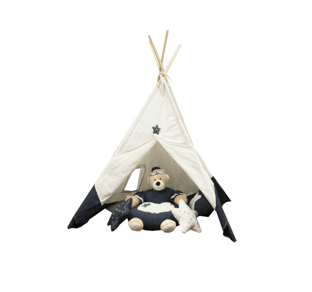 51 x 55 x 73 White and Blue Fabric Tent - Homeroots - Flyclothing LLC