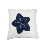 17" Blue and White Linen Throw Pillow - Homeroots