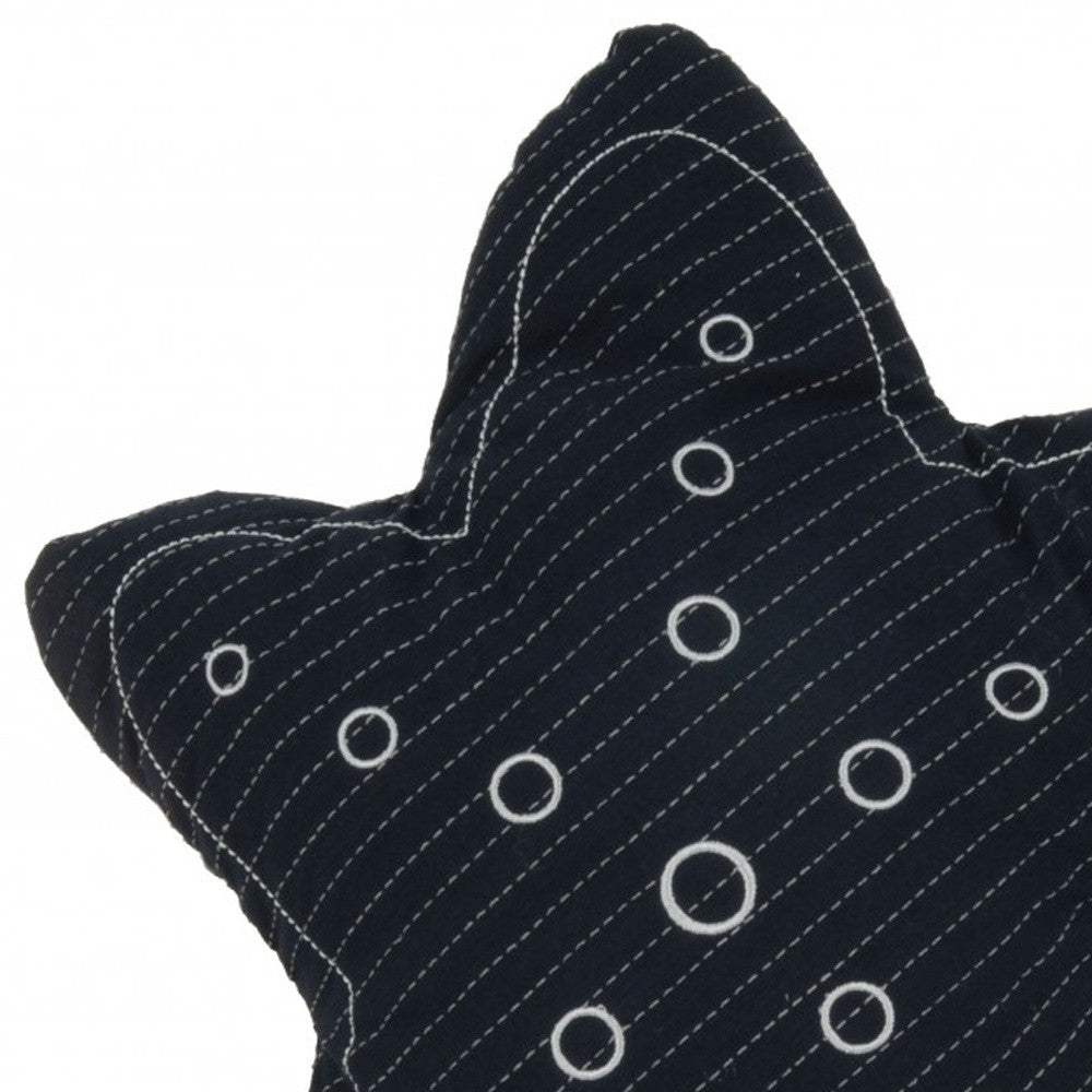12" X 12" Blue and White Star Linen Throw Pillow - Homeroots - Flyclothing LLC