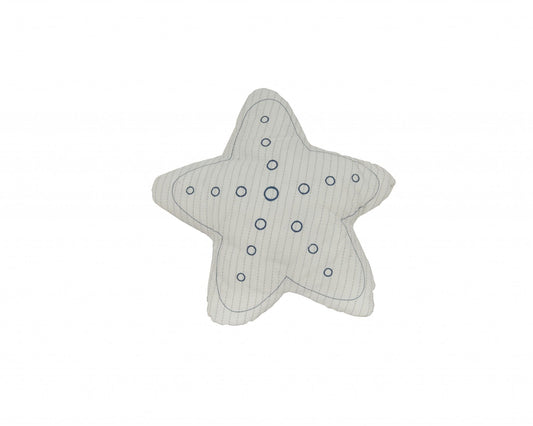 12" X 12" Blue and White Star Linen Throw Pillow - Homeroots