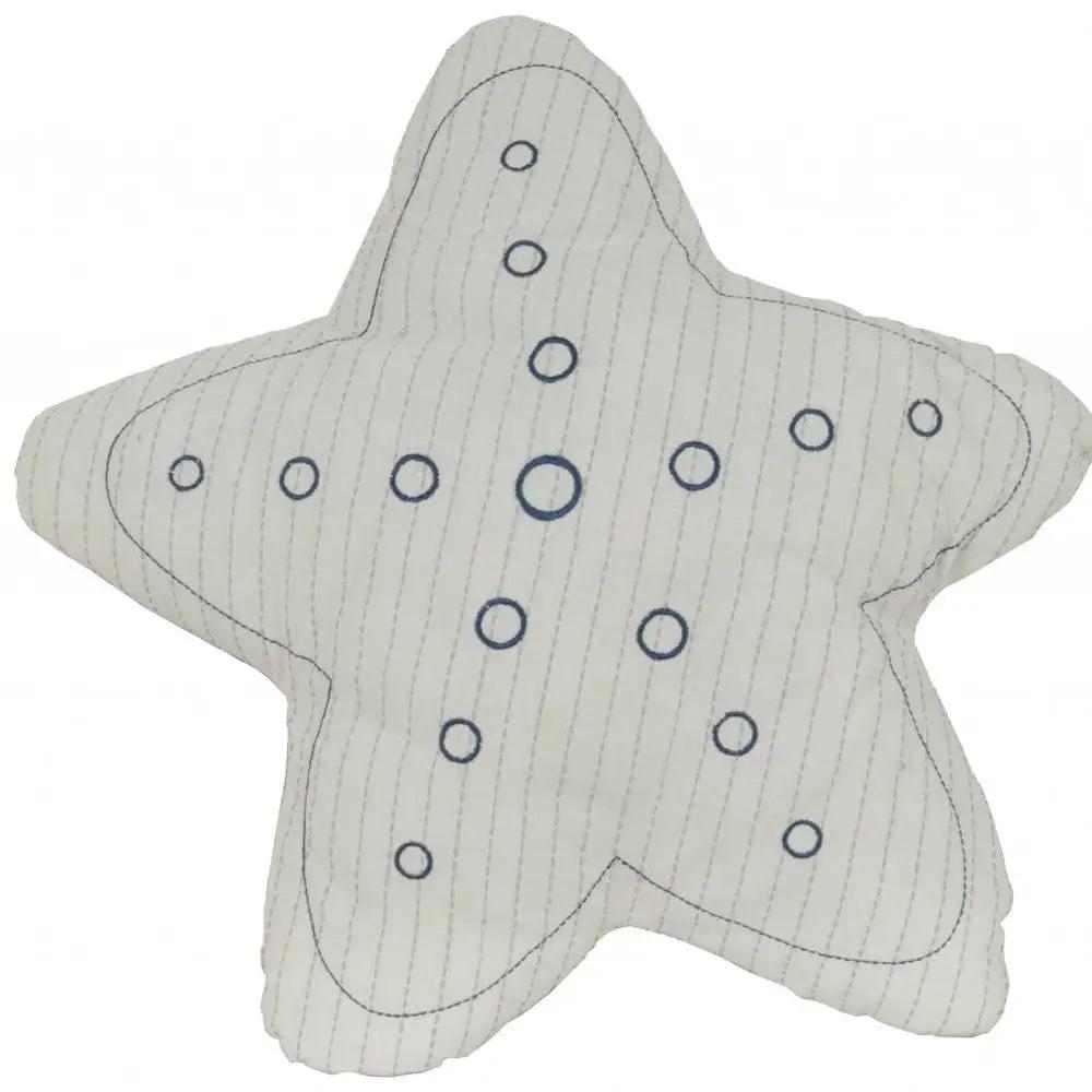 12" X 12" Blue and White Star Linen Throw Pillow - Homeroots - Flyclothing LLC