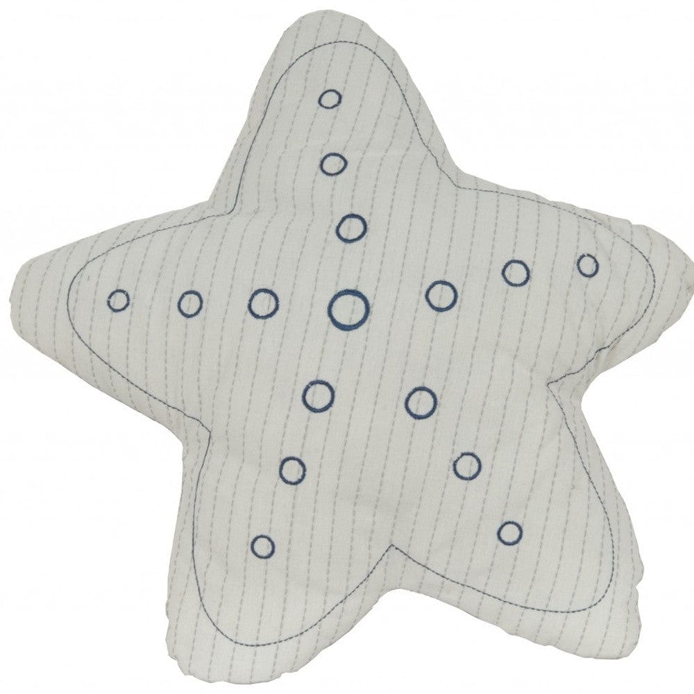 12" X 12" Blue and White Star Linen Throw Pillow - Homeroots - Flyclothing LLC