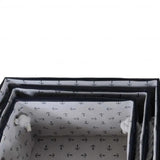 13.5" X 17" X 22.5" Blue Fabric Basket With Bow  Decoration Set Of 5 - Homeroots