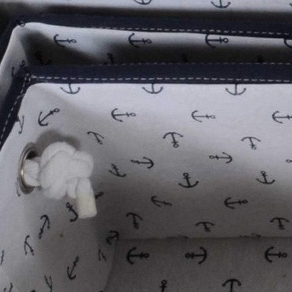 13.5" X 17" X 22.5" Blue Fabric Basket With Bow Decoration Set Of 5 - Homeroots - Flyclothing LLC