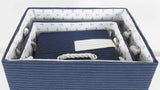 13.5" X 17" X 22.5" Blue Fabric Basket With Bow  Decoration Set Of 5 - Homeroots