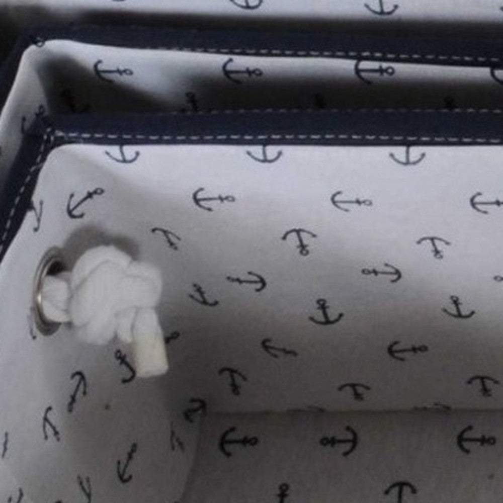 13.5" X 17" X 22.5" Blue Fabric Basket With Bow Decoration Set Of 5 - Homeroots - Flyclothing LLC