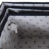 13.5" X 17" X 22.5" Blue Fabric Basket With Bow Decoration Set Of 5 - Homeroots - Flyclothing LLC