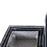 13.5" X 17" X 22.5" Blue Fabric Basket With Bow  Decoration Set Of 5 - Homeroots