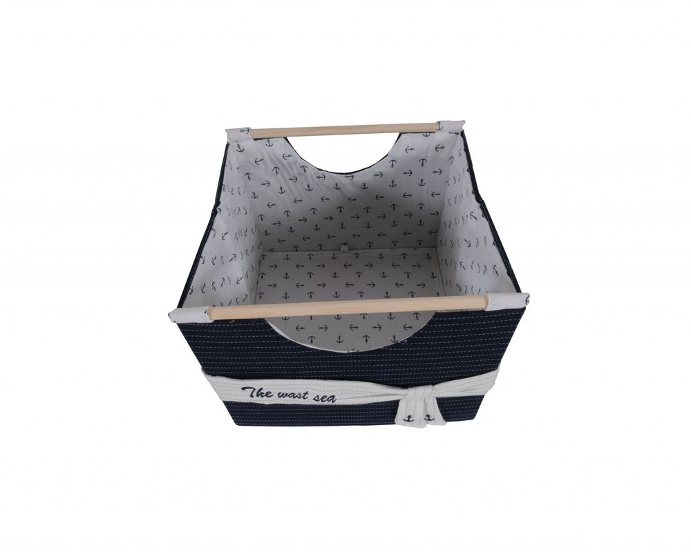 12" X 12.5" X 9.5" White Blue Foldable Fabric Basket Set Of 3 - Homeroots - Flyclothing LLC