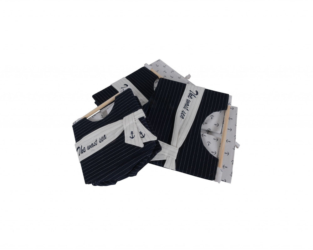 12" X 12.5" X 9.5" White Blue Foldable Fabric Basket Set Of 3 - Homeroots - Flyclothing LLC