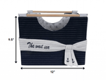 12" X 12.5" X 9.5" White Blue Foldable Fabric Basket Set Of 3 - Homeroots - Flyclothing LLC