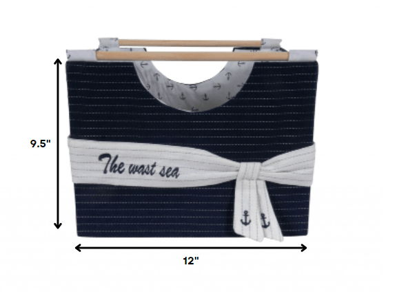 12" X 12.5" X 9.5" White Blue Foldable Fabric Basket Set Of 3 - Homeroots - Flyclothing LLC