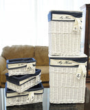 14" X 17.5" X 19.5" White blue rectangular willow Basket Set Of 5 - Homeroots - Flyclothing LLC