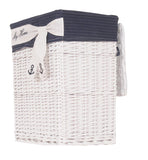 14" X 17.5" X 19.5" White blue rectangular willow Basket Set Of 5 - Homeroots