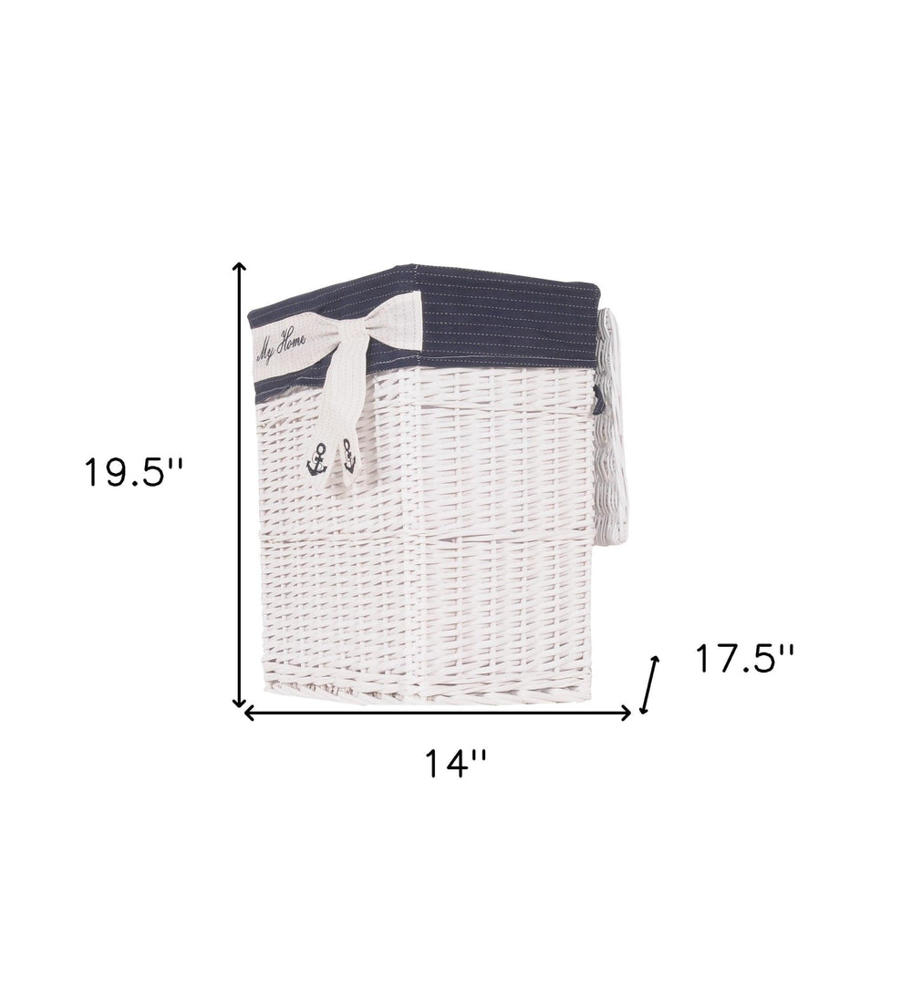 14" X 17.5" X 19.5" White blue rectangular willow Basket Set Of 5 - Homeroots - Flyclothing LLC