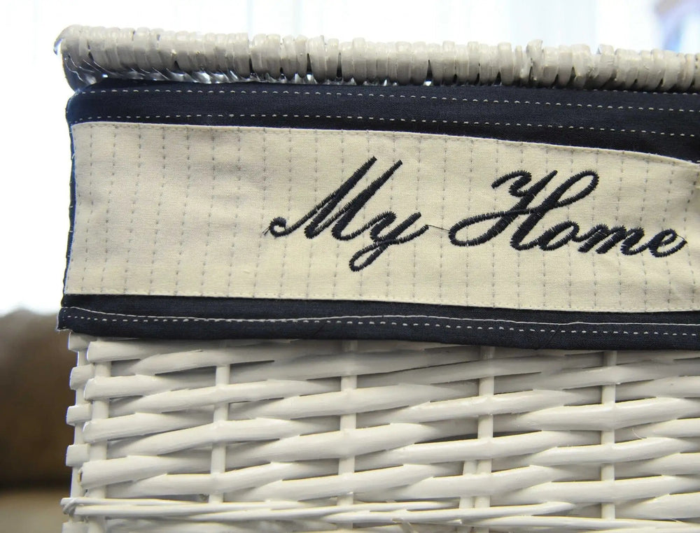 14" X 17.5" X 19.5" White blue rectangular willow Basket Set Of 5 - Homeroots - Flyclothing LLC
