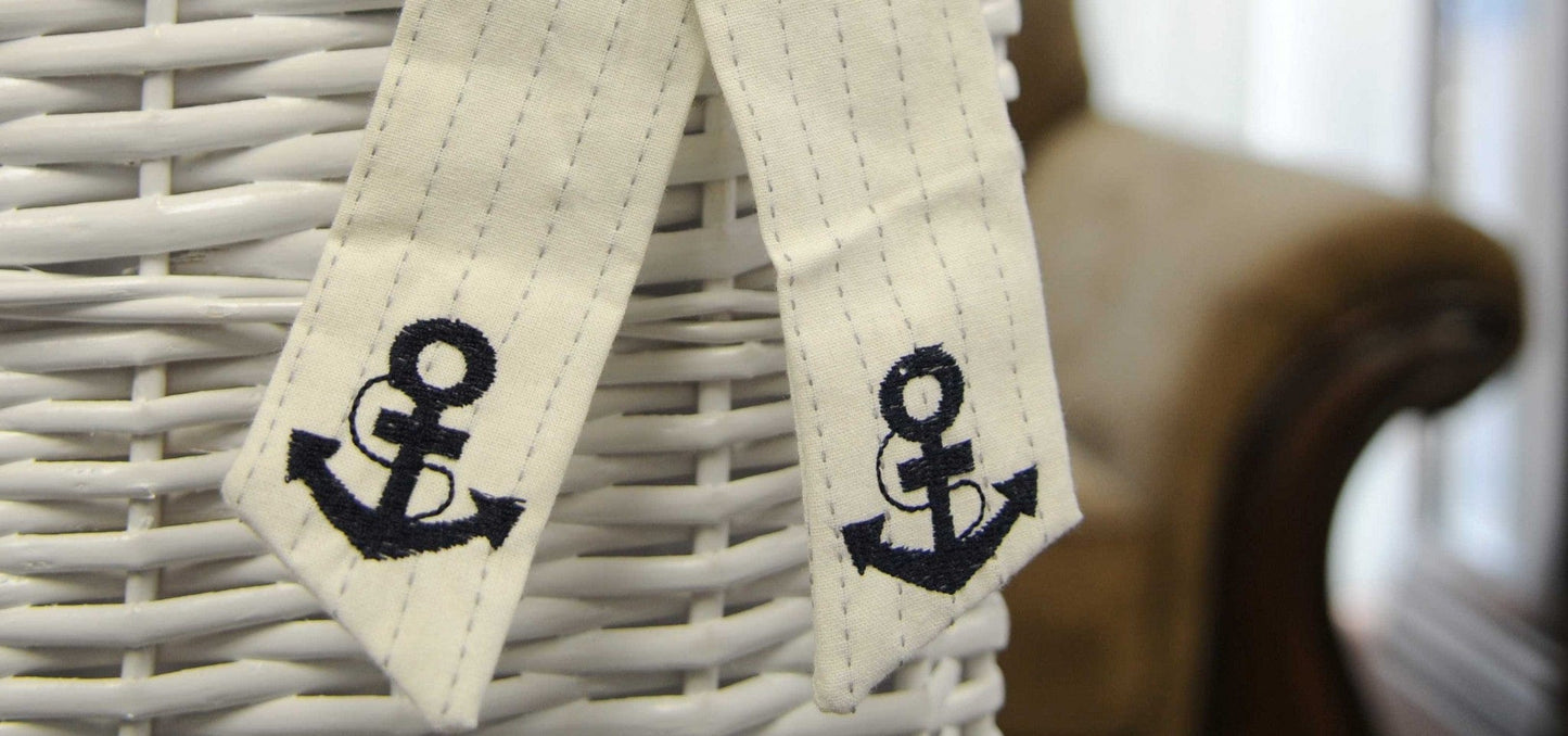 14" X 17.5" X 19.5" White blue rectangular willow Basket Set Of 5 - Homeroots - Flyclothing LLC
