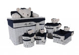 15.5" X 23.5" X 22" White blue rectangular bear Design Basket Set Of 5 - Homeroots