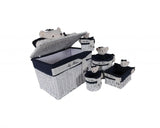 15.5" X 23.5" X 22" White blue rectangular bear Design Basket Set Of 5 - Homeroots