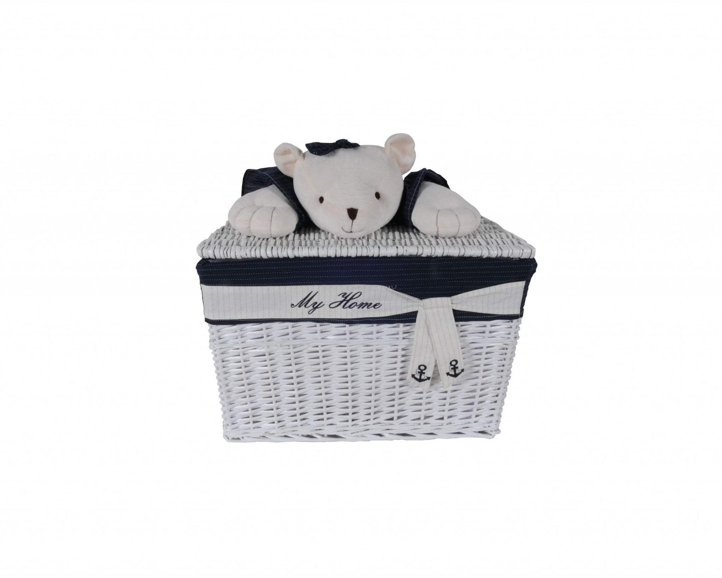 15.5" X 23.5" X 22" White blue rectangular bear Design Basket Set Of 5 - Homeroots - Flyclothing LLC