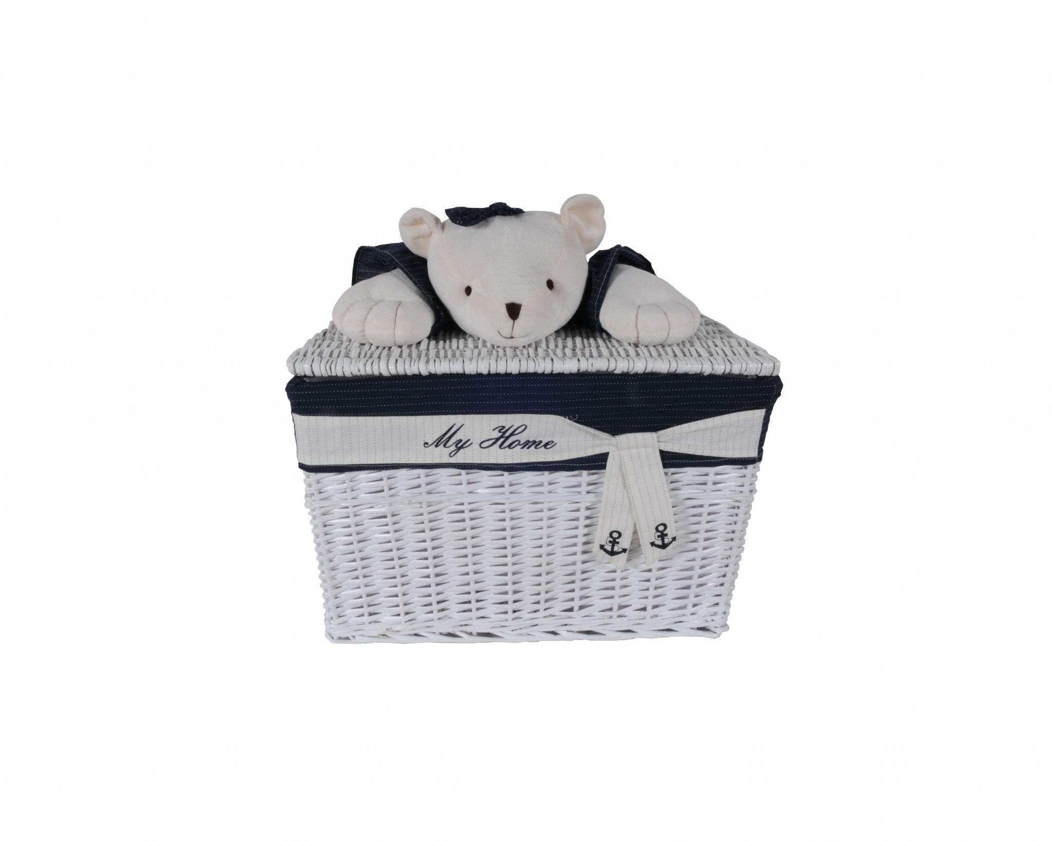 15.5" X 23.5" X 22" White blue rectangular bear Design Basket Set Of 5 - Homeroots - Flyclothing LLC