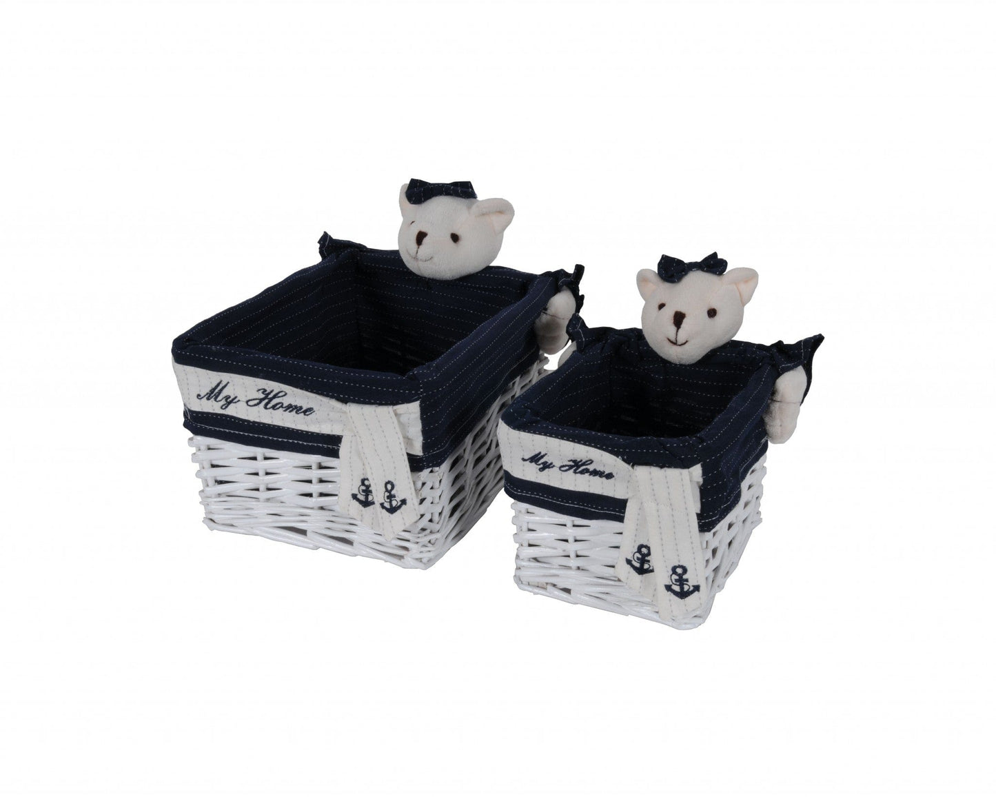 15.5" X 23.5" X 22" White blue rectangular bear Design Basket Set Of 5 - Homeroots - Flyclothing LLC
