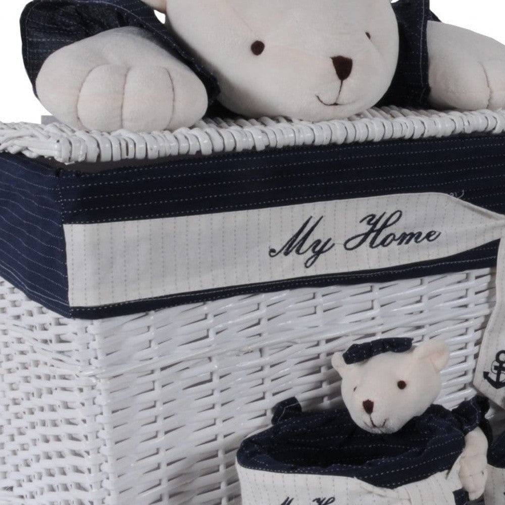 15.5" X 23.5" X 22" White blue rectangular bear Design Basket Set Of 5 - Homeroots - Flyclothing LLC