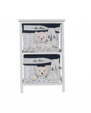 12.5" X 16" X 25" White Blue  Portable 2 Drawers - Homeroots