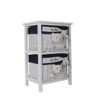 12.5" X 16" X 25" White Blue  Portable 2 Drawers - Homeroots