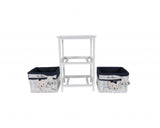 12.5" X 16" X 25" White Blue  Portable 2 Drawers - Homeroots