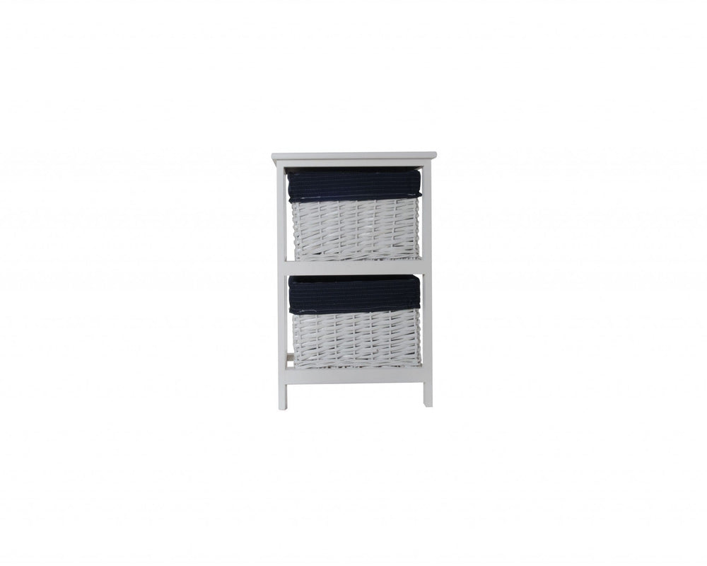 12.5" X 16" X 25" White Blue Portable 2 Drawers - Homeroots - Flyclothing LLC