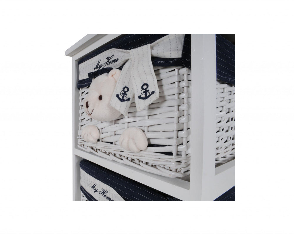 12.5" X 16" X 25" White Blue Portable 2 Drawers - Homeroots - Flyclothing LLC