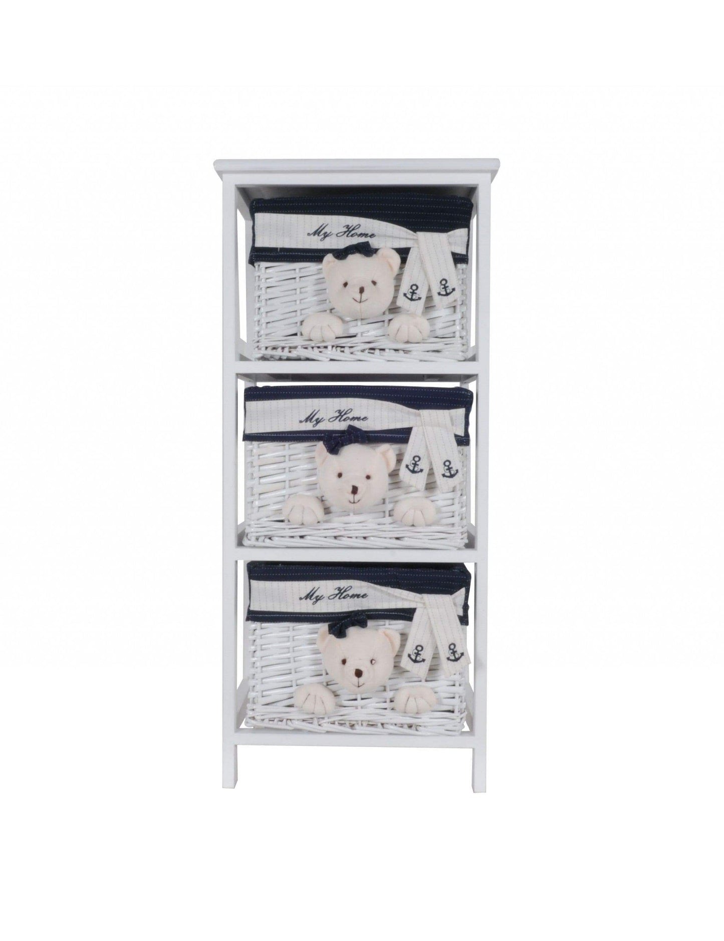 12.5" X 16" X 35.5" White Blue Portable 3 Drawers - Homeroots - Flyclothing LLC