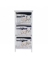 12.5" X 16" X 35.5" White Blue Portable 3 Drawers - Homeroots - Flyclothing LLC