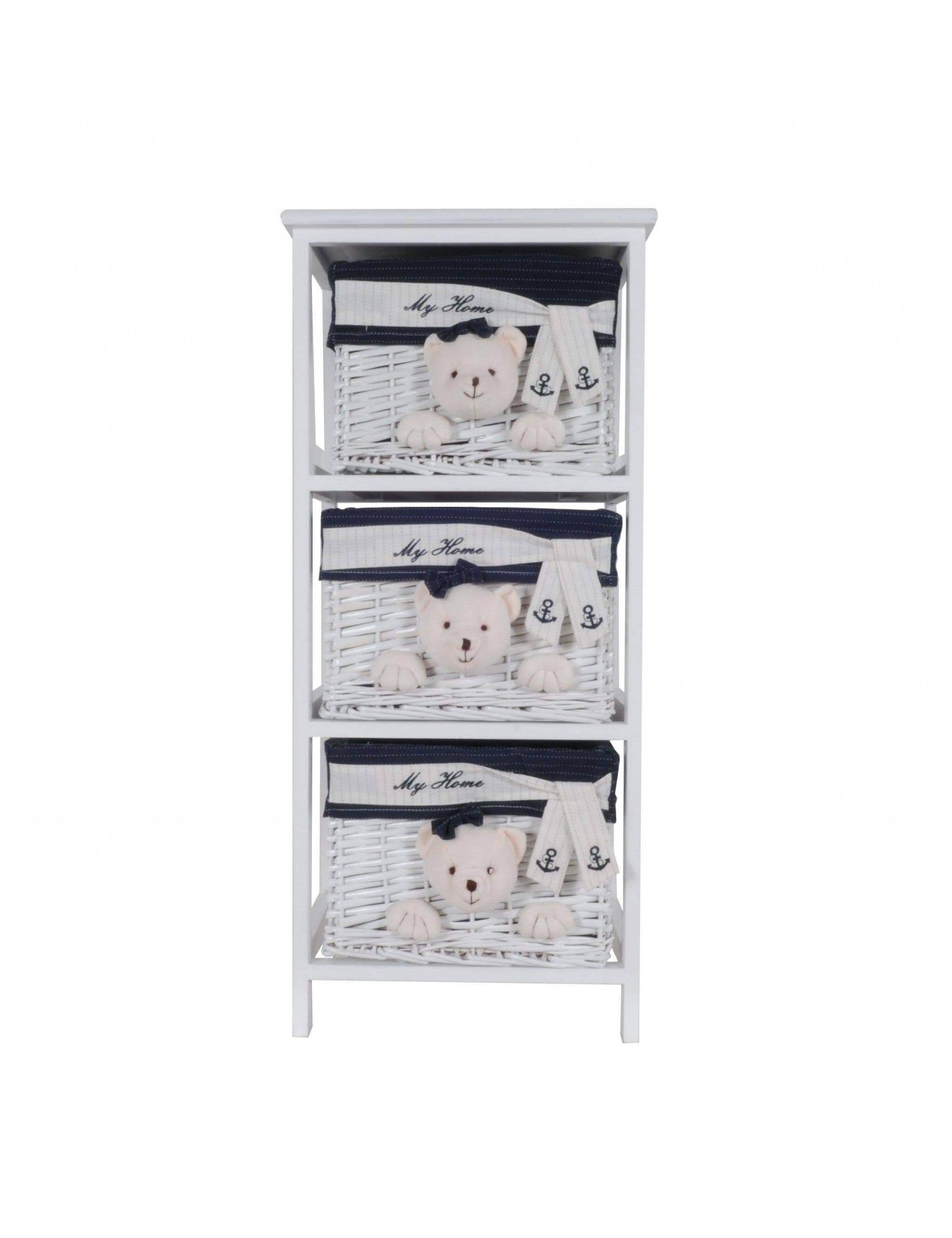 12.5" X 16" X 35.5" White Blue Portable 3 Drawers - Homeroots - Flyclothing LLC