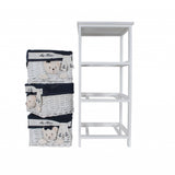 12.5" X 16" X 35.5" White Blue Portable 3 Drawers - Homeroots - Flyclothing LLC