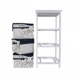 12.5" X 16" X 35.5" White Blue  Portable 3 Drawers - Homeroots
