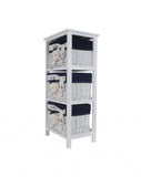 12.5" X 16" X 35.5" White Blue  Portable 3 Drawers - Homeroots