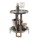 22" Silver Glass Round Mirrored End Table With Shelf - Homeroots - Flyclothing LLC