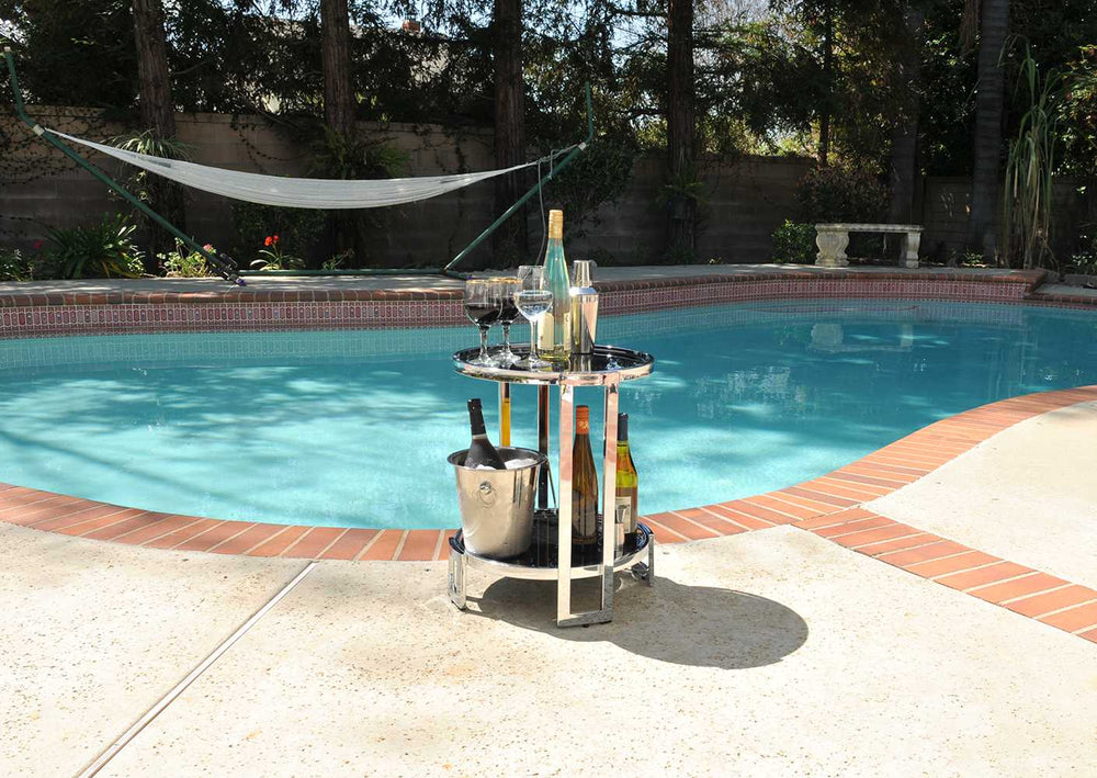 22" Silver Glass Round Mirrored End Table With Shelf - Homeroots