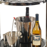 22" Silver Glass Round Mirrored End Table With Shelf - Homeroots