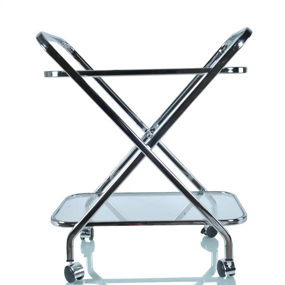 16.5" X 26.25" X 30.5" Chrome Xshape Bar Cart - Homeroots - Flyclothing LLC