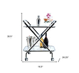 16.5" X 26.25" X 30.5" Chrome Xshape Bar Cart - Homeroots - Flyclothing LLC