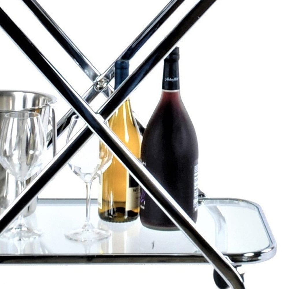 16.5" X 26.25" X 30.5" Chrome Xshape Bar Cart - Homeroots - Flyclothing LLC