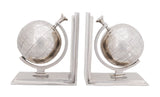 4.5" X 6.75" X 7.75" Alum Globe Bookend Set Of Two - Homeroots