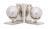 4.5" X 6.75" X 7.75" Alum Globe Bookend Set Of Two - Homeroots